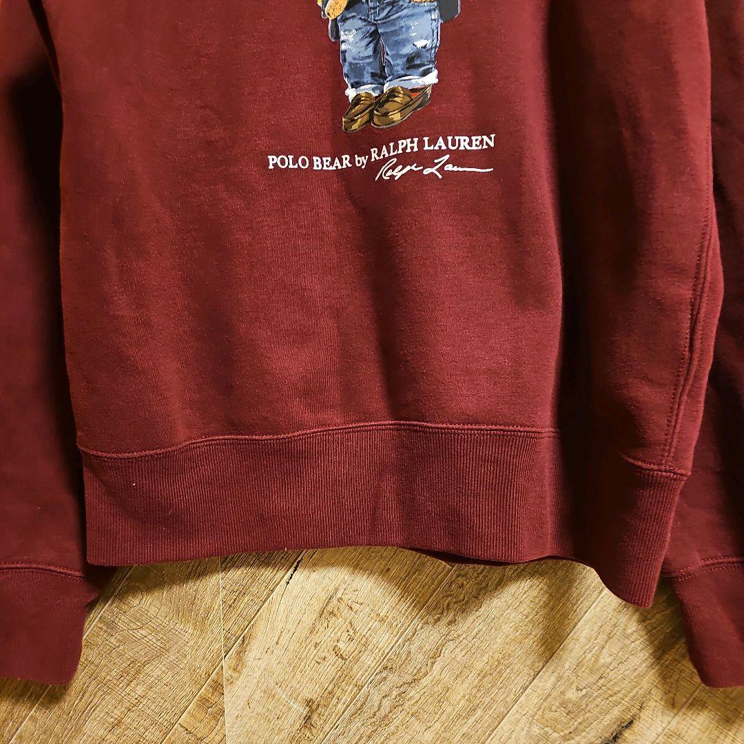 大人気❗ポロラルフローレン　ベアプリント　裏起毛スエットトレーナー　ボルドー　S