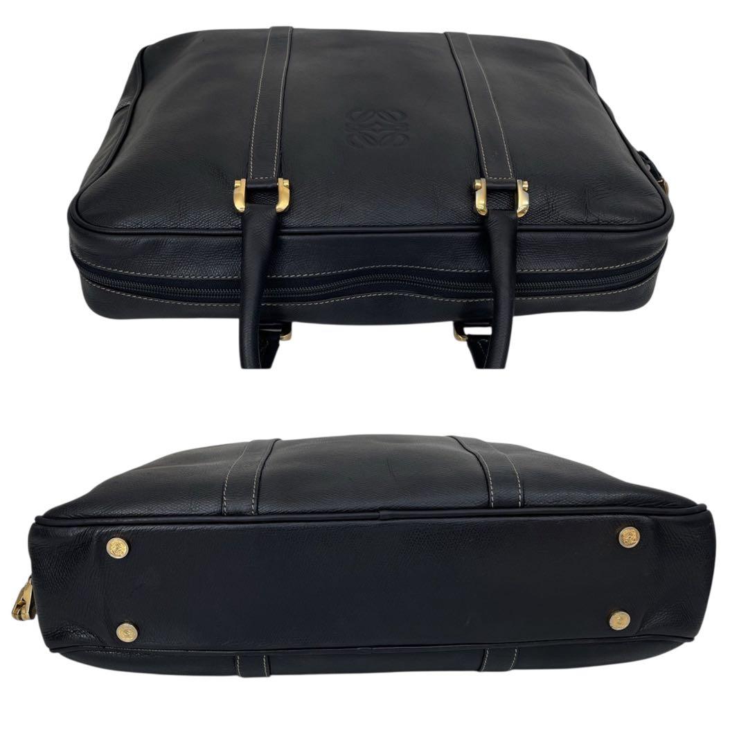 【極美品】ロエベ　ビジネスバッグ　アナグラム　ブラック　レザー　5128