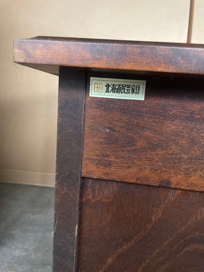 北海道民芸家具　書斎　 樺無垢材 座机/文机/帳場机/作業台/デスク/机　名あり