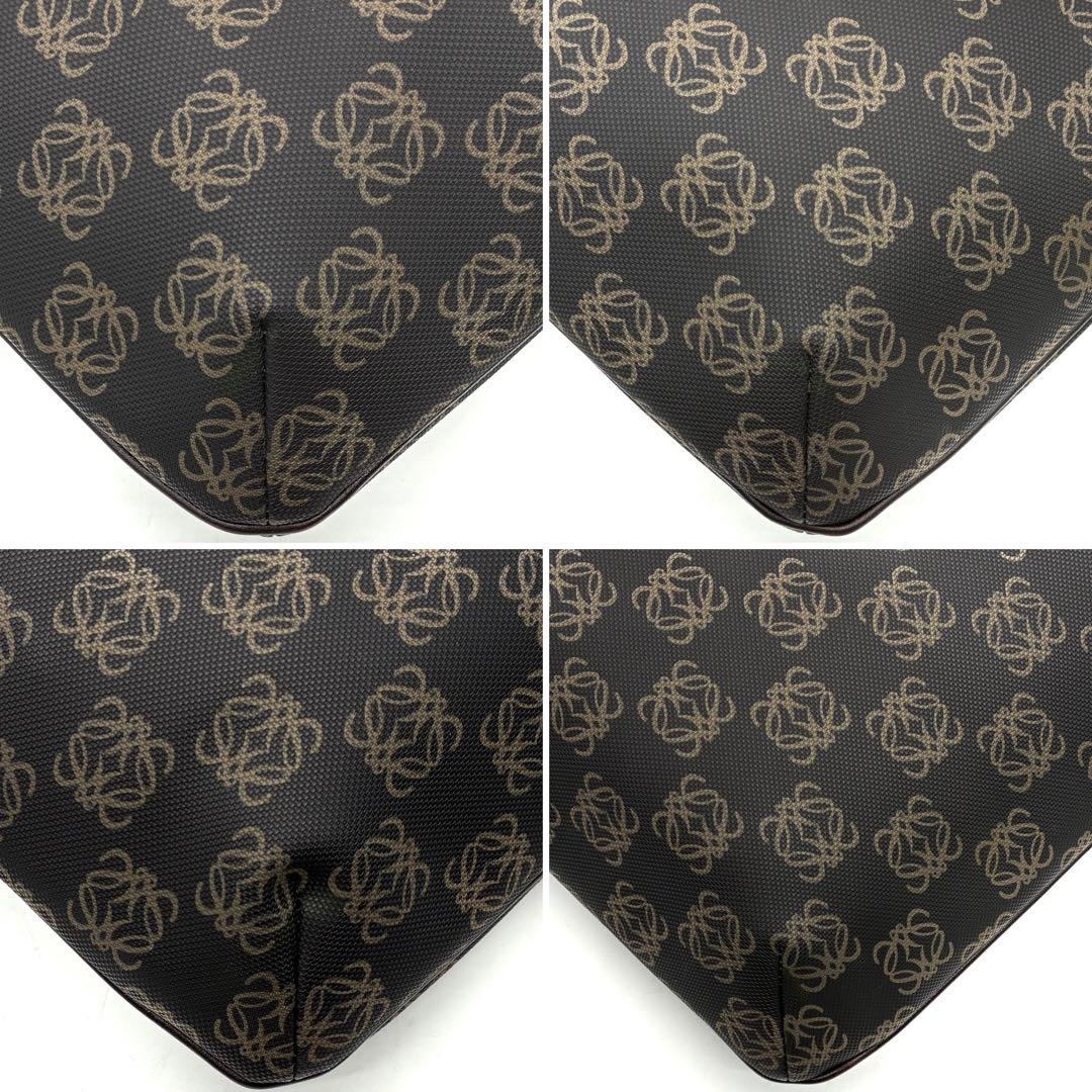 美品 ロエベ ショルダーバッグ リピートアナグラム ポーチ付 斜め掛け 黒 茶