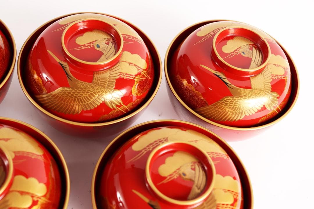 s*a様 輪島塗 大向高洲堂 雑煮椀 五客 蒔絵 正月