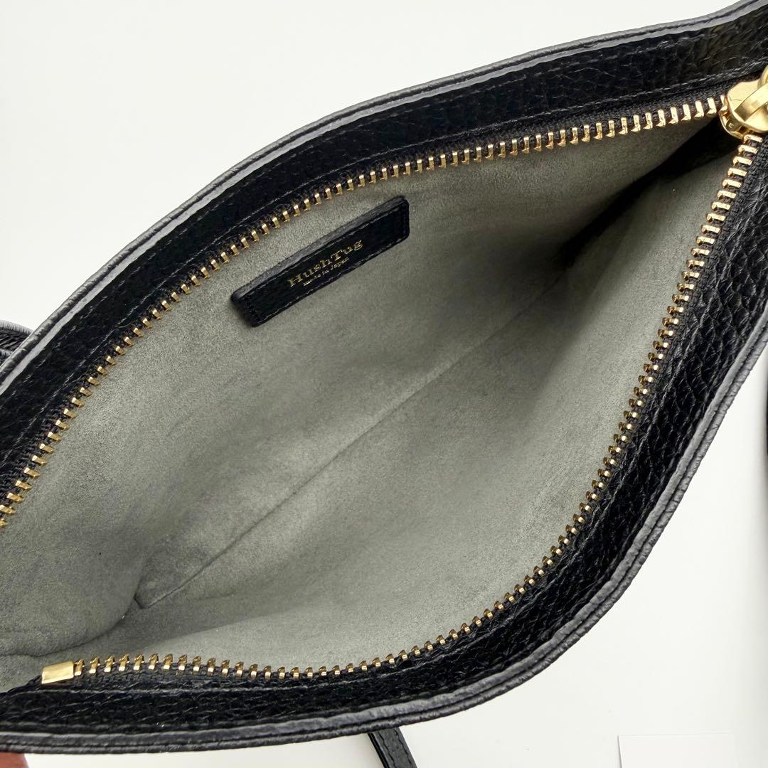 【極美品】HushTug サコッシュ ショルダーバッグ レザー 調整可 ブラック