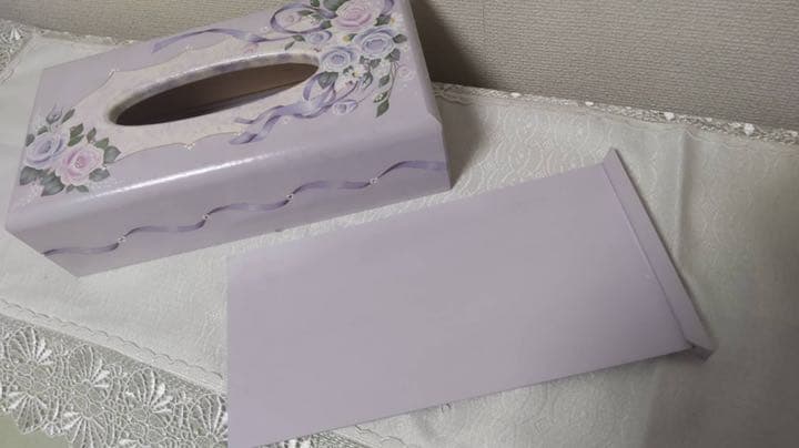 トールペイント　作品　薔薇柄ティッシュボックス