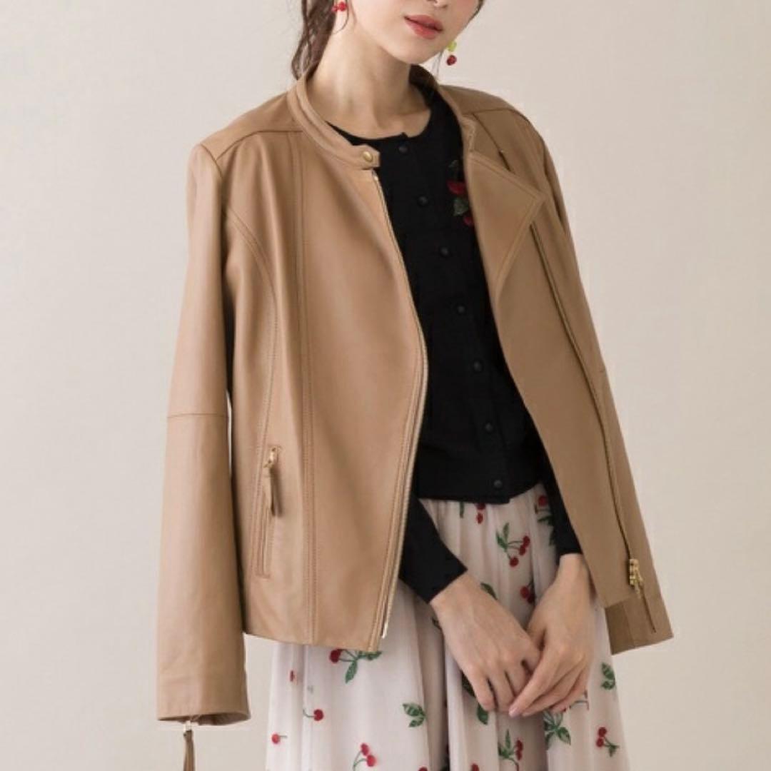 ローズティアラ 超美品　ラムレザー　ライダースジャケット　46サイズ　ブルゾン