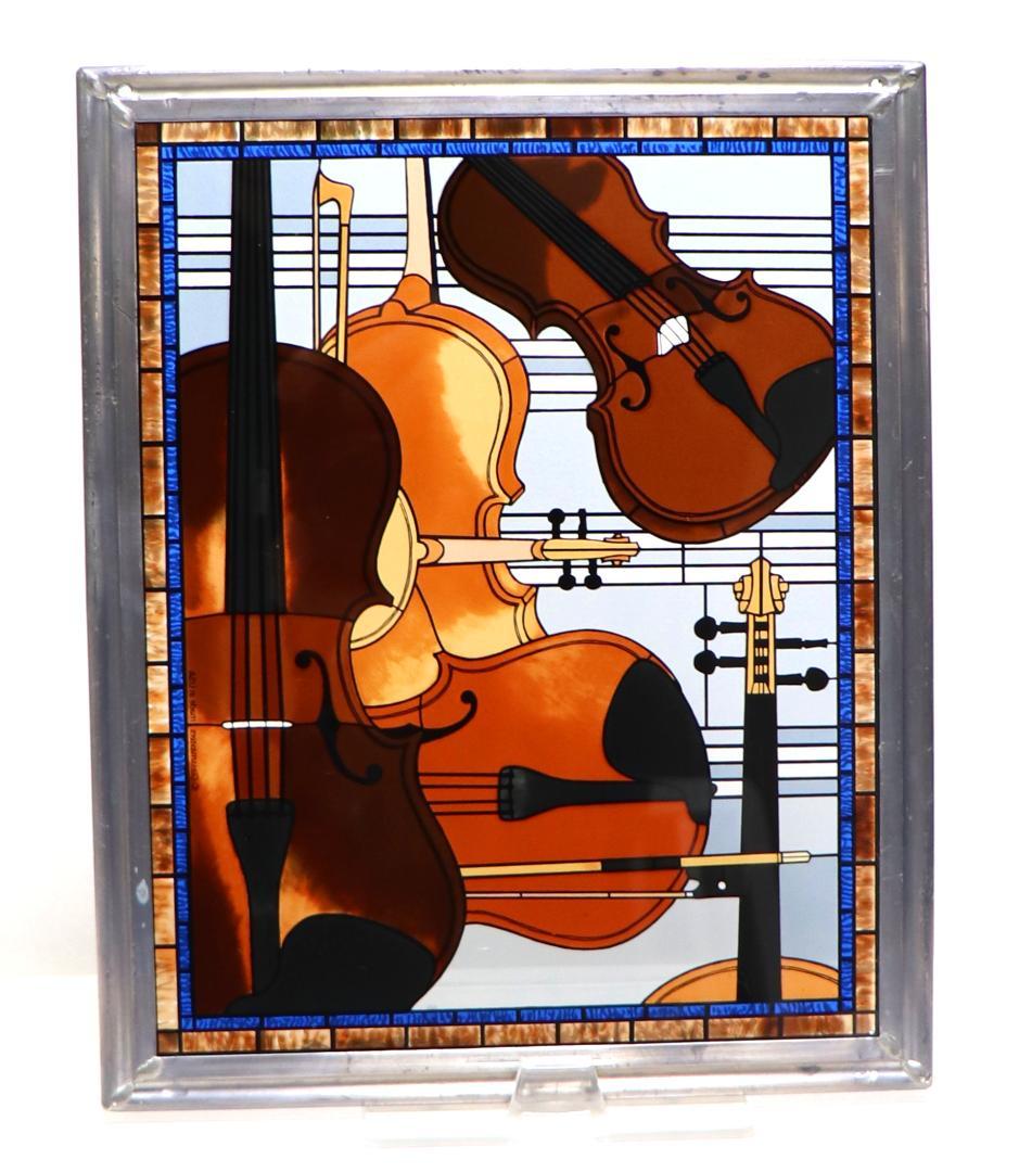 楽譜とヴァイオリン ヴィンテージ ステンドグラス レア クラシック ミュージック