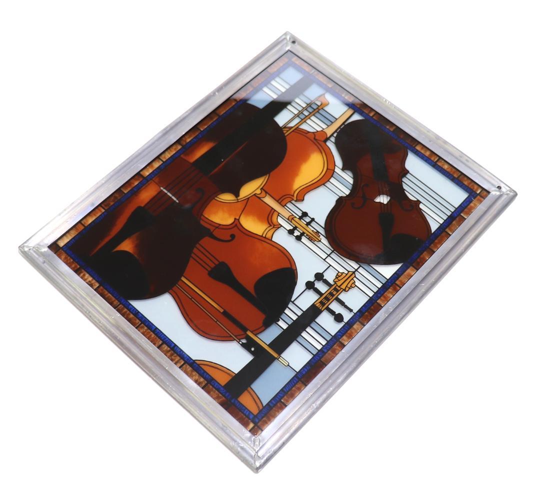 楽譜とヴァイオリン ヴィンテージ ステンドグラス レア クラシック ミュージック