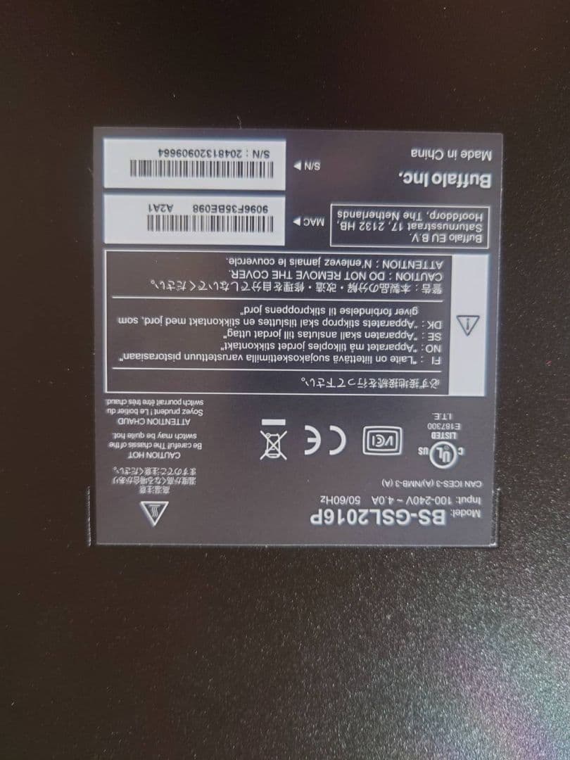 BUFFALO BS-GSL2016P スマートLiteスイッチ PoE 16P