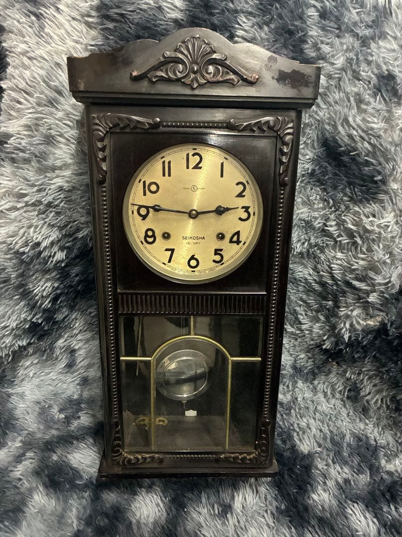 B）SEIKOSHA セイコー社 精工舎 振り子時計　昭和レトロ ゼンマイ式