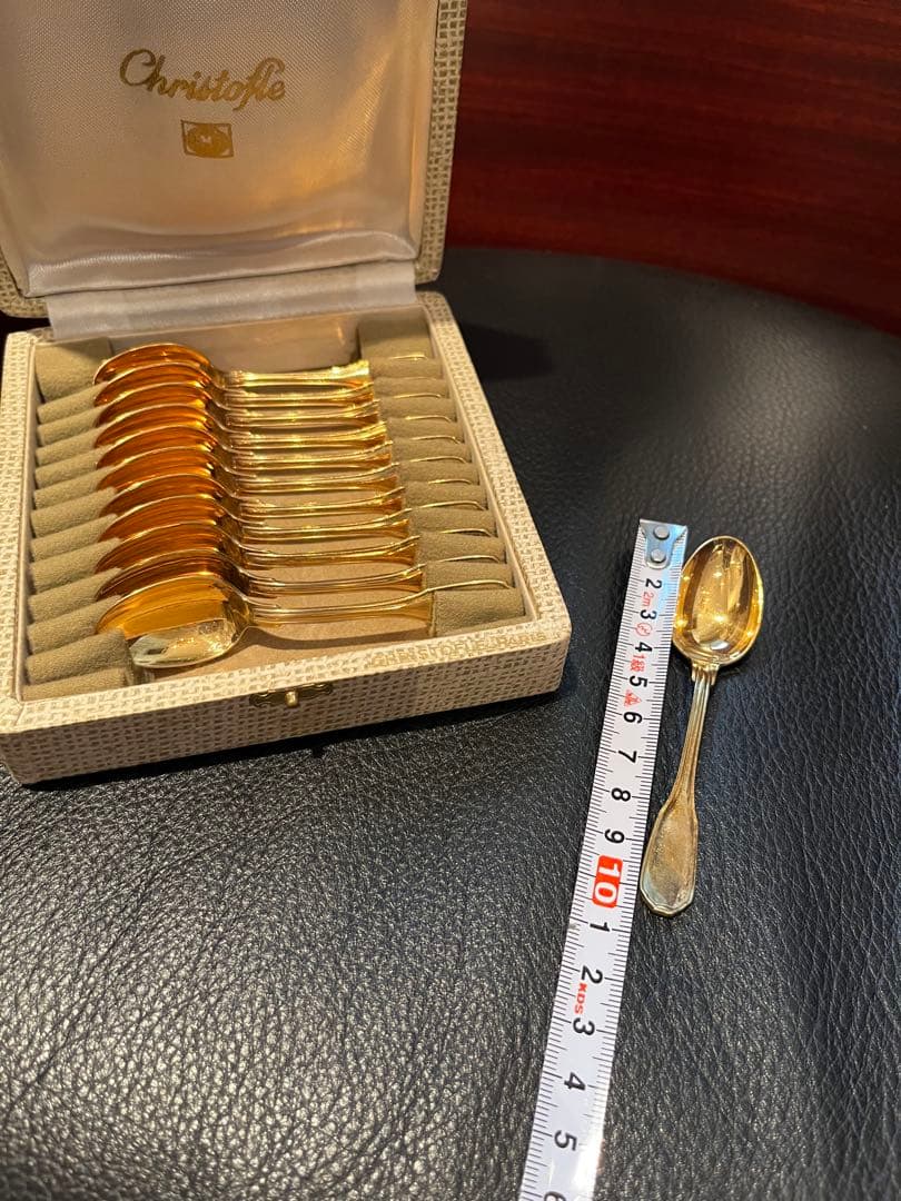 Christofle 純銀950製　ヴェルメイユ　箱入りスプーンセット 12本