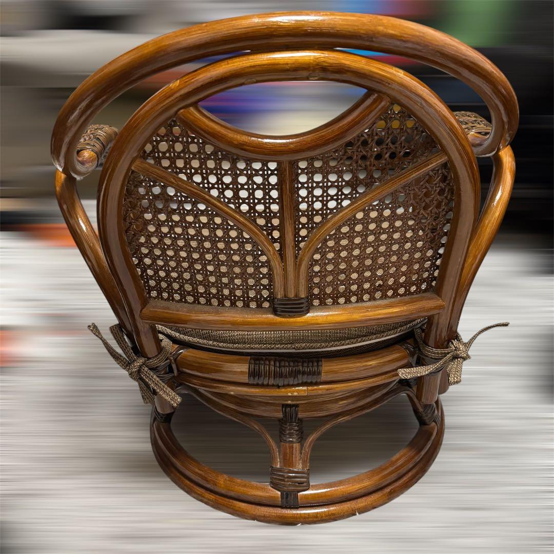 ラタン 椅子 チェア 籐 回転座椅子 ミドルチェア ダークブラウン