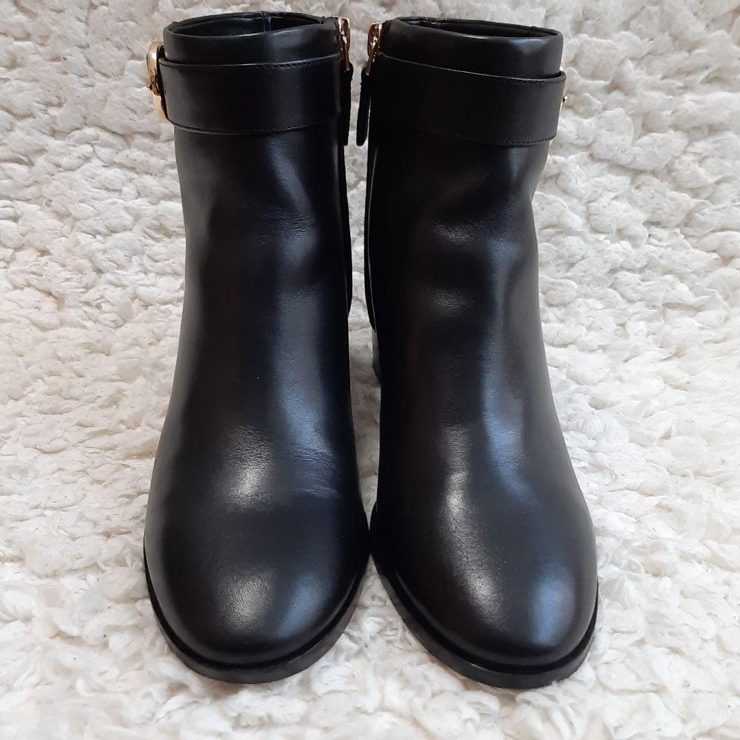 極美品 ショートブーツ　トリーバーチ レザー　ブラック 23.5 サイドジップ