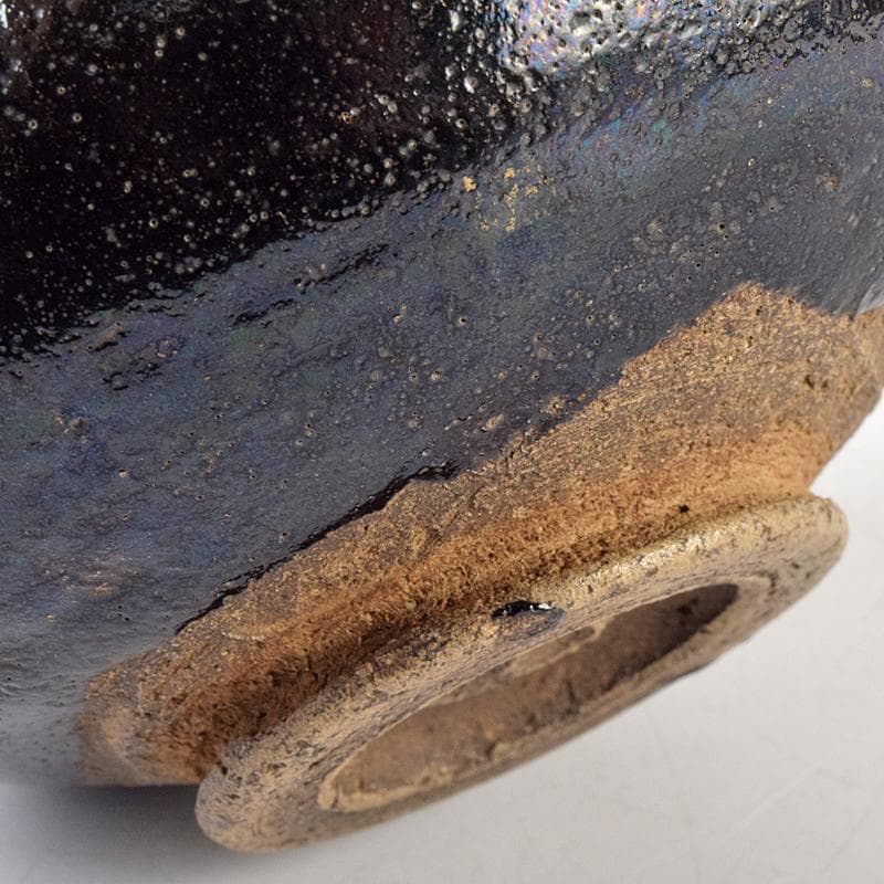 茶道具　楽吉左衛門　九代　了入作　黒楽茶碗　共箱　V　R9515