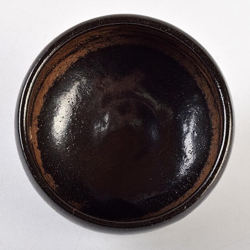 茶道具　楽吉左衛門　九代　了入作　黒楽茶碗　共箱　V　R9515