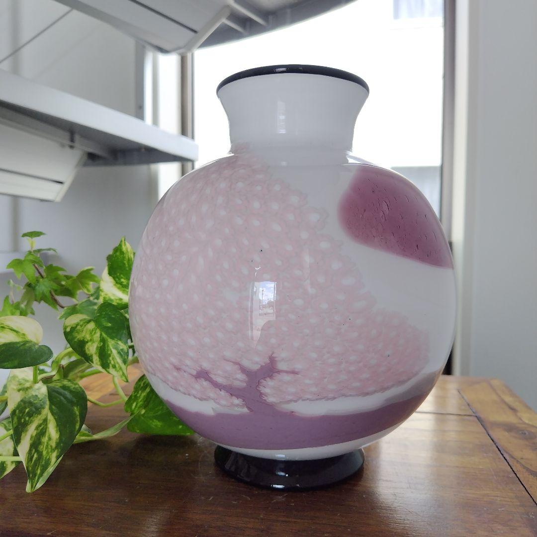 【海外骨董品】美品！アンティークベネチアングラス murano 桜フラワーベース