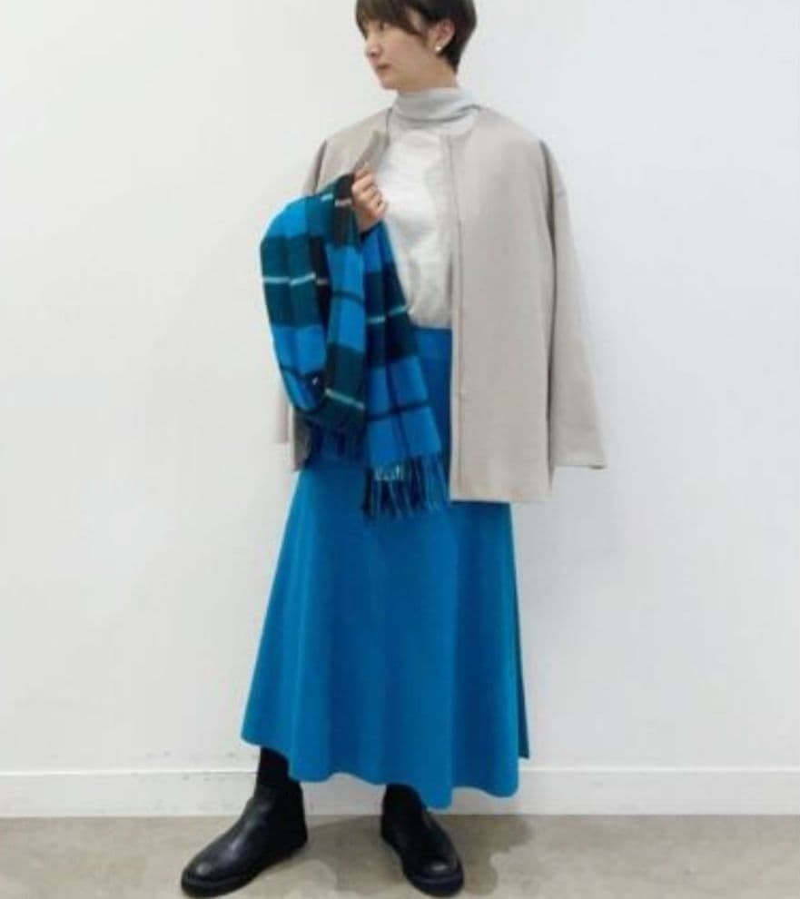 極美品 UNTITLED ミドル丈 カシミヤ混 ノーカラー コクーン コート