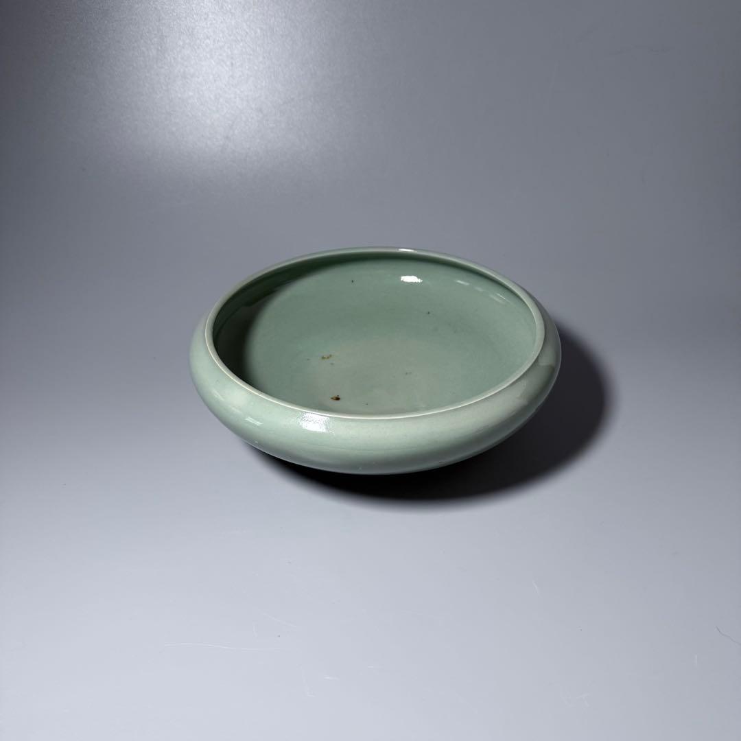 盛期鍋島　安永8年（1779年）　青磁水鉢　当時の共箱　共布　鍋島家　旧蔵