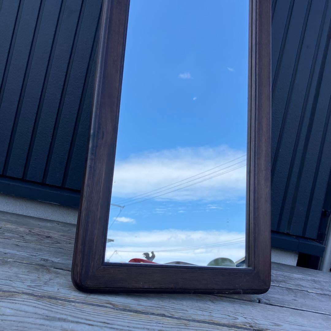 北欧レトロ 木製フレーム スタンドミラー 壁掛けミラー 姿見 等身鏡 ブラウン