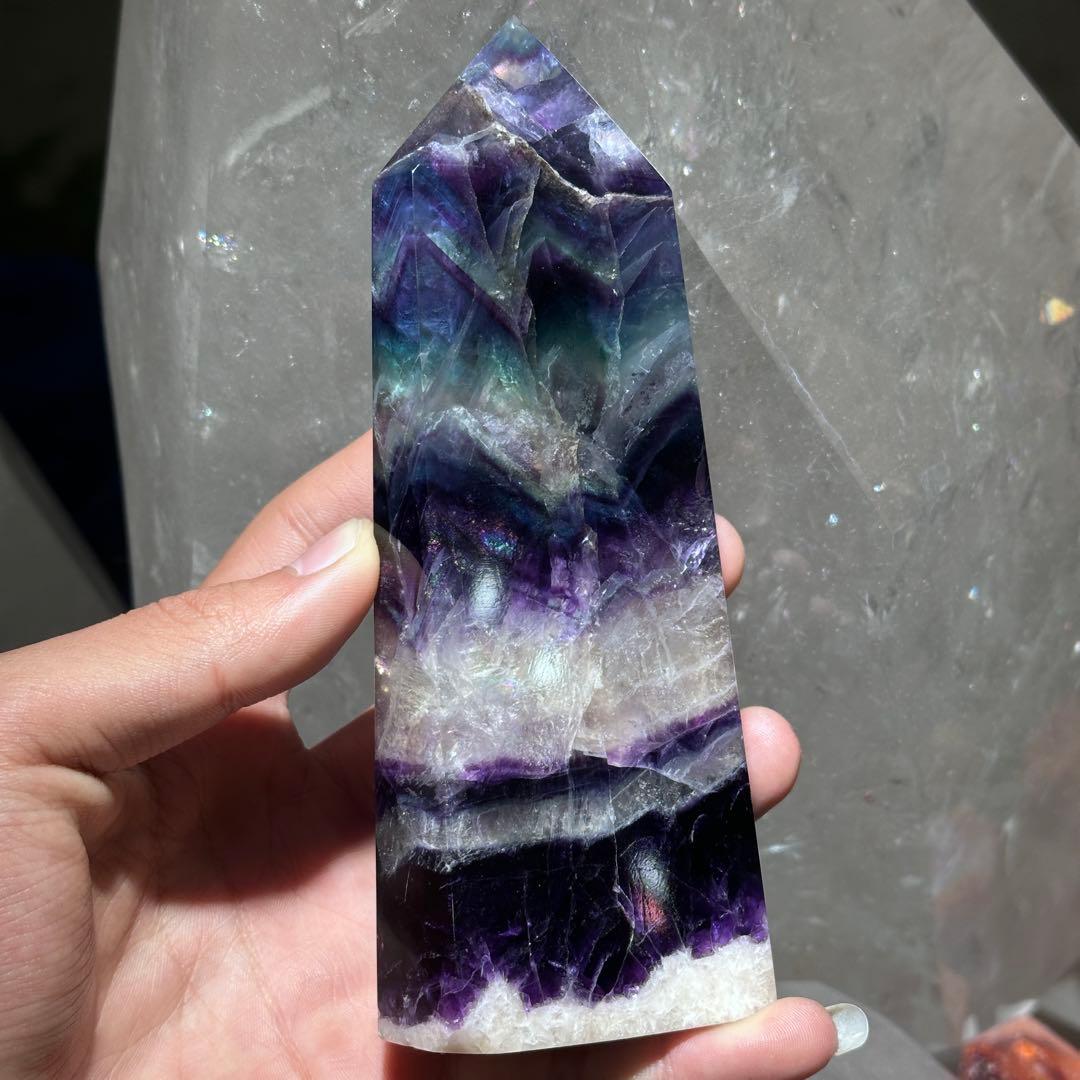 天然石 フェザーフローライトのポイント　置物G.138