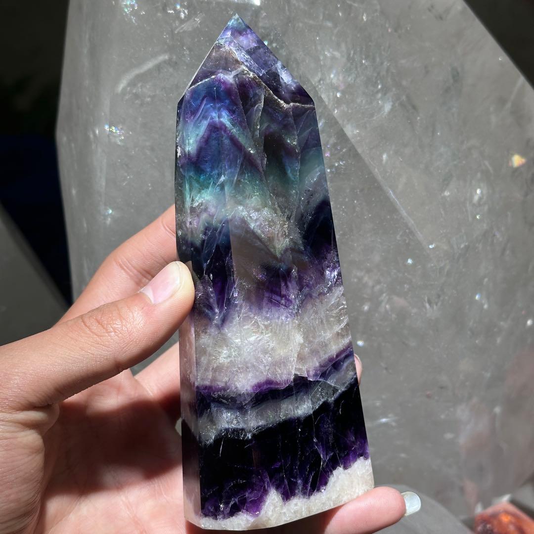 天然石 フェザーフローライトのポイント　置物G.138