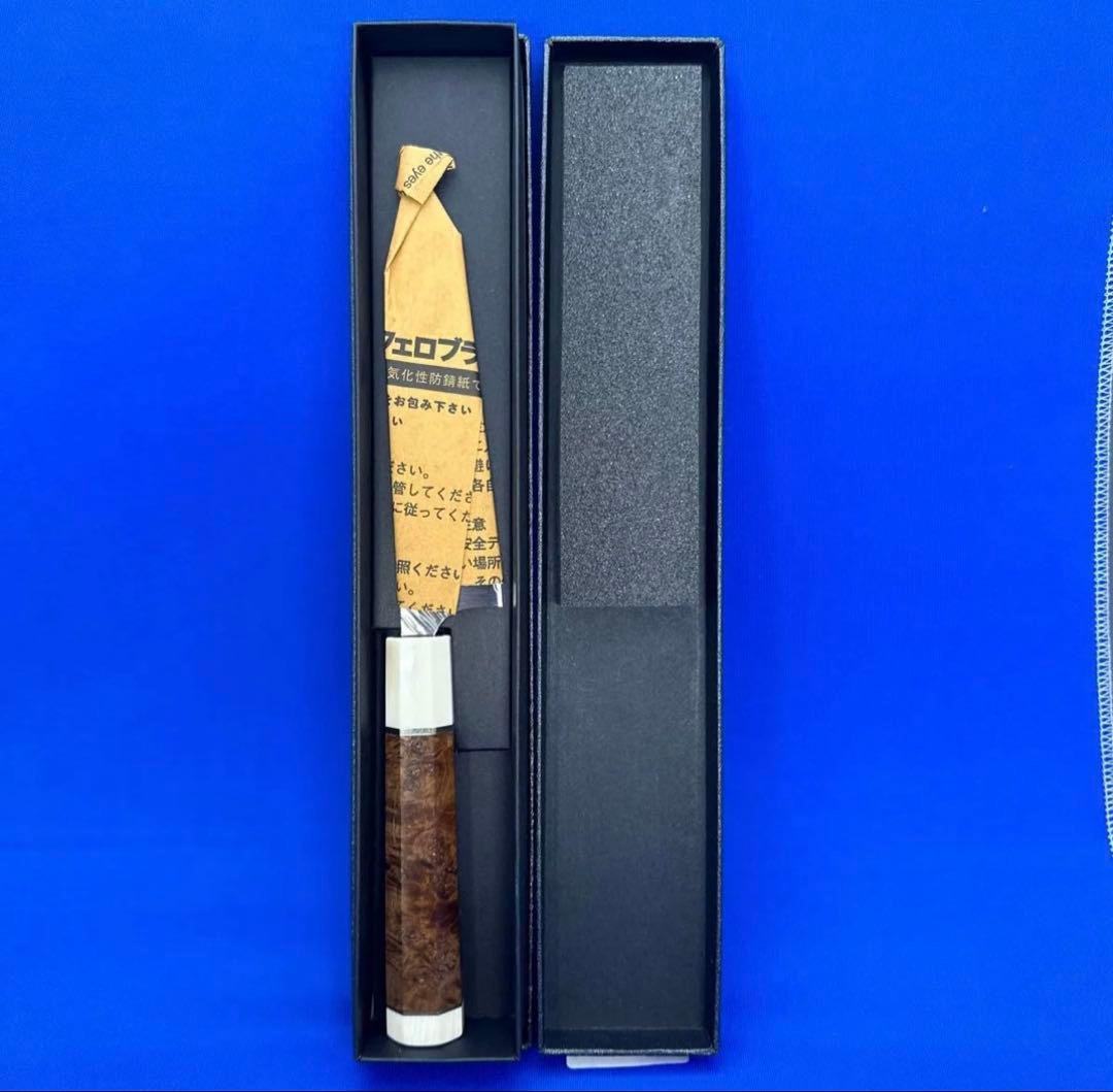 黒崎優　風神SPG2鎚目ペティーナイフ120mmスタビライズドウッド(白樺瘤)柄