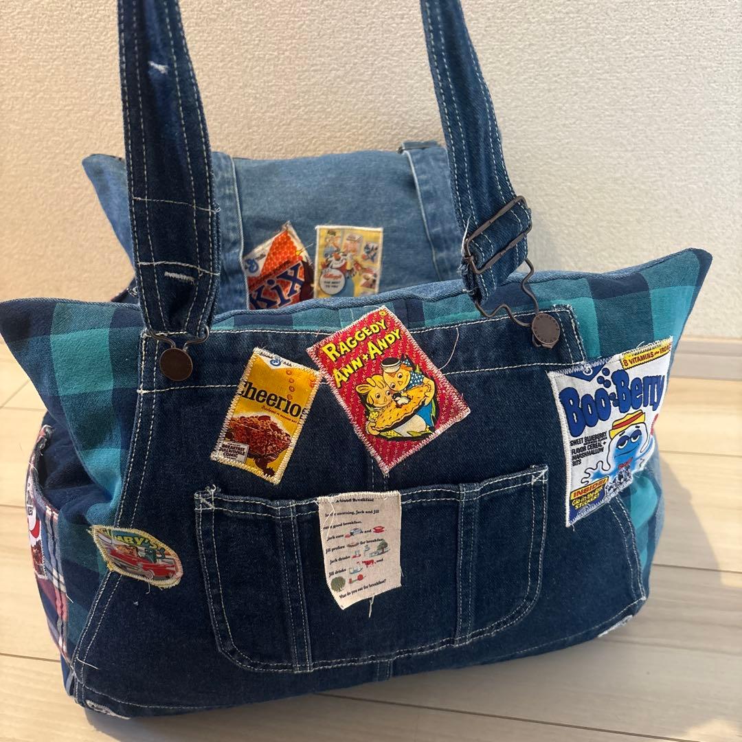 ハンドメイド　デニムリメイク ドライブベッド　ペットキャリー　ペットベッド