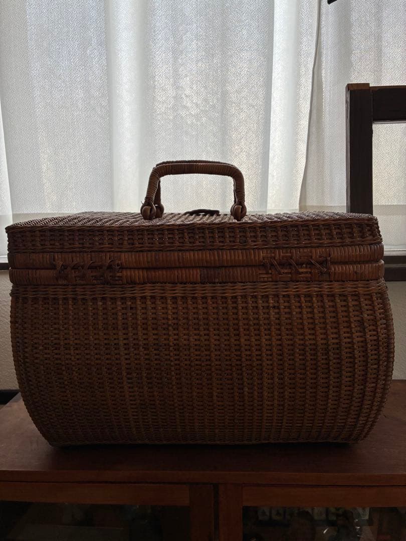 煎茶籠 大正 バスケット 籐編み アンティーク 古道具 籠 antique