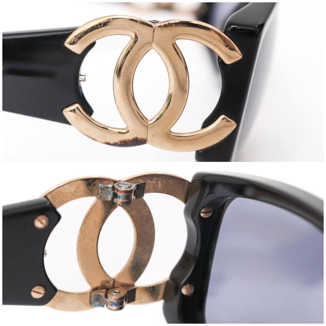 CHANEL ココマーク サングラス 黒×金 グレーレンズ ケース付 928