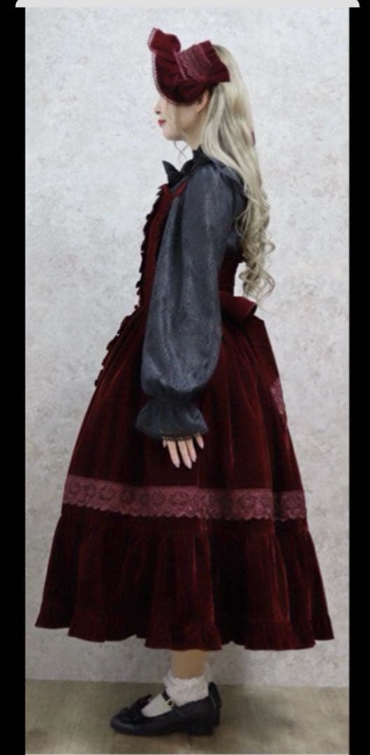 axes femme kawaiiベルベットドールジャンスカ（ワイン）