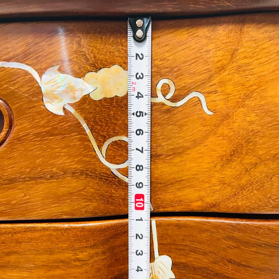 唐木 カリン 無垢材 螺鈿細工 5段チェスト