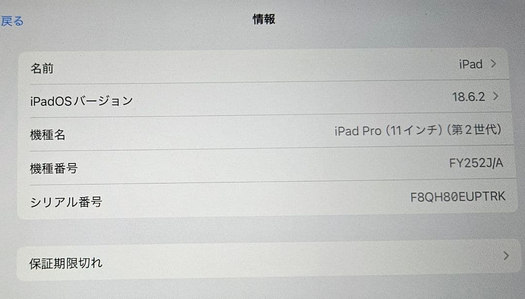 iPad Pro 11インチ 第2世代 シルバー