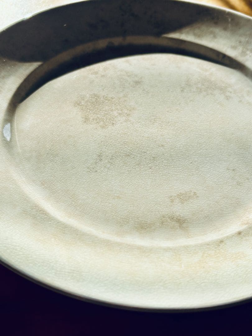 フランスアンティーク サーギュミヌ窯 美しい白いお皿-A 22.5cm