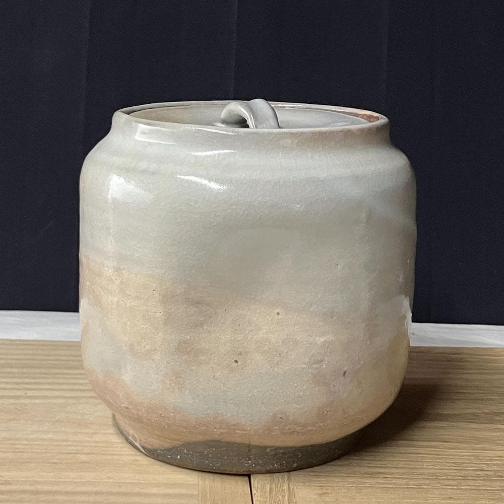 F1304 十二代 田原陶兵衛 萩焼 水指 共箱 鵬雲斎 書付 茶道具