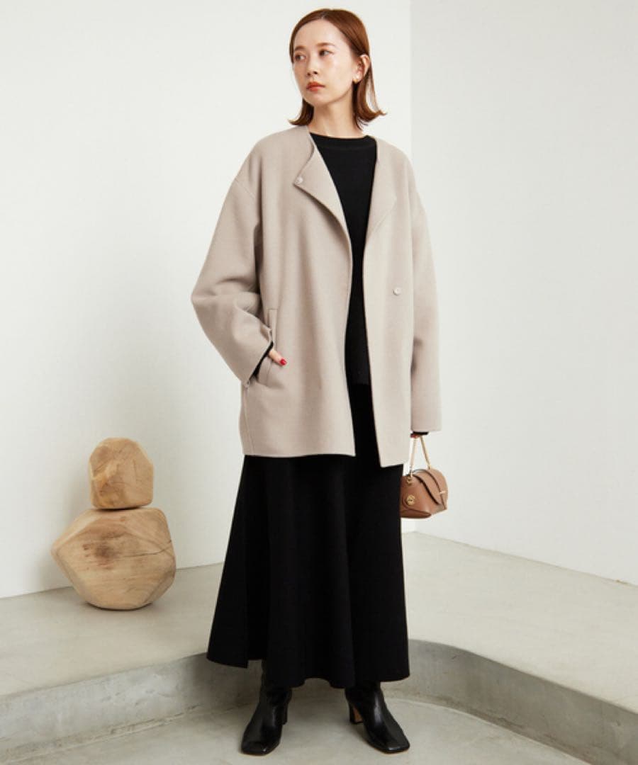 22年モデル　スローブイエナ　HAMILTONダブルフェイスウールショートコート