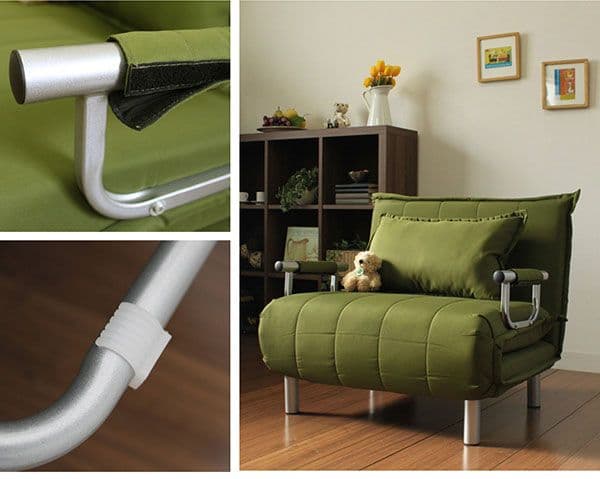 折りたたみソファーベッド/カウチソファー 【シングルサイズ】抹茶グリーン