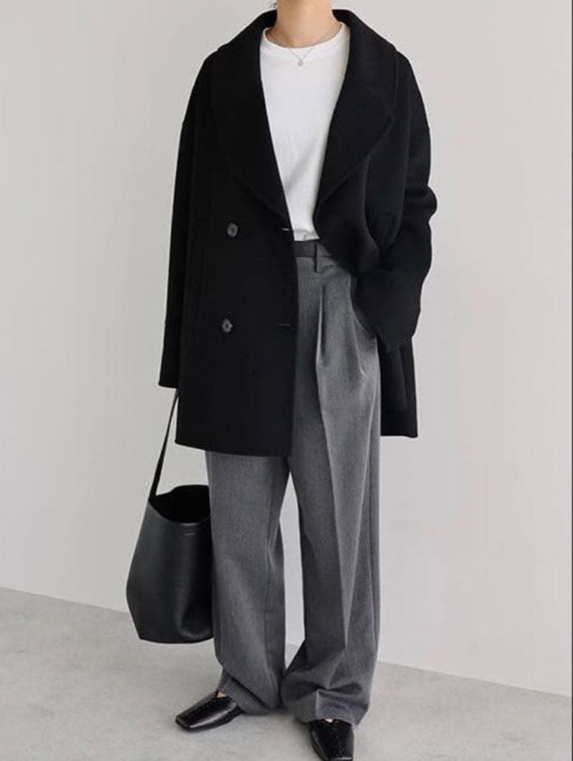 【週末SALE中】evernavy リバーPコート ダブルブレスト M 黒