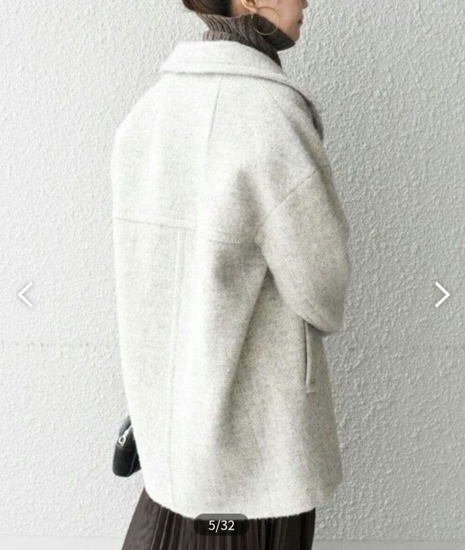 SHIPS / シップス ウール ヘリンボーン ダブルブレスト ツイード コート