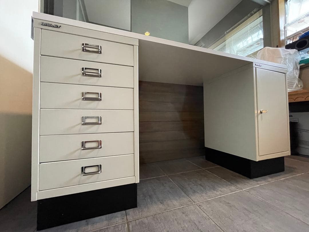 直接引取　超美品■BISLEYビスレー■デスクセット/スチールキャビネット/天板