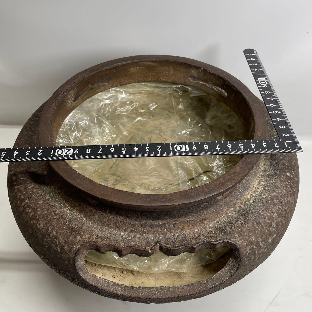 【2点セット】茶道具 釜師 人間国宝 高橋敬典 平丸立口釜 はじき肌 骨董