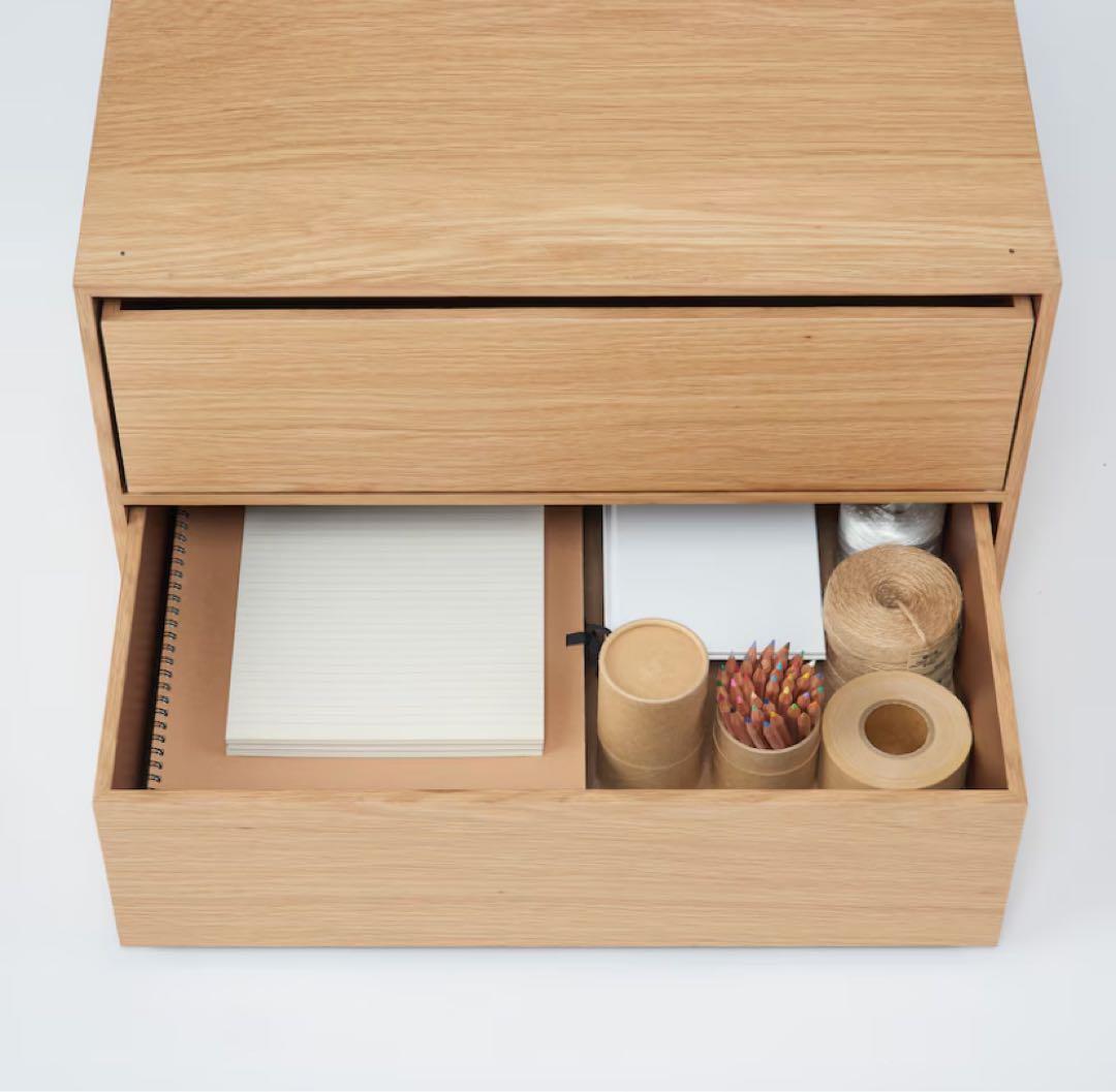 ☘️送料無料⭐️美品⭐️２つセット⭐️廃盤⭐️木製収納ケース⭐️無印⭐️引出式・２段・ワイド