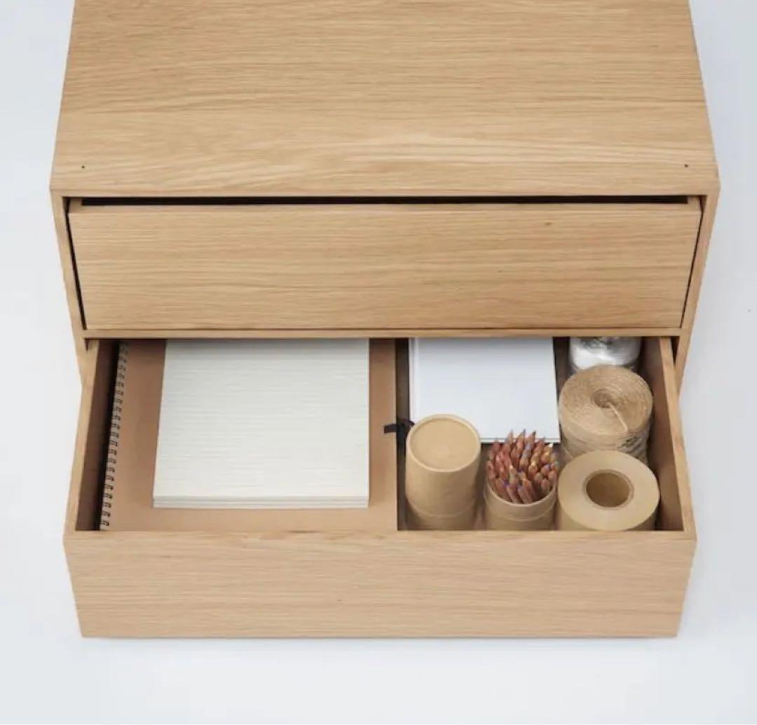 ☘️送料無料⭐️美品⭐️２つセット⭐️廃盤⭐️木製収納ケース⭐️無印⭐️引出式・２段・ワイド