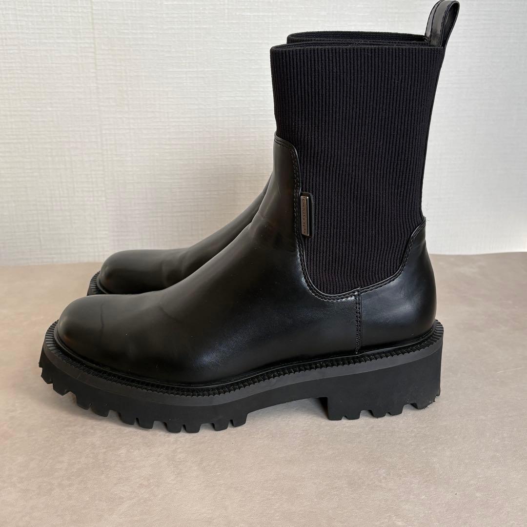 CHARLES&KEITHニットソックス リッジッドソールチェルシーブーツ 38