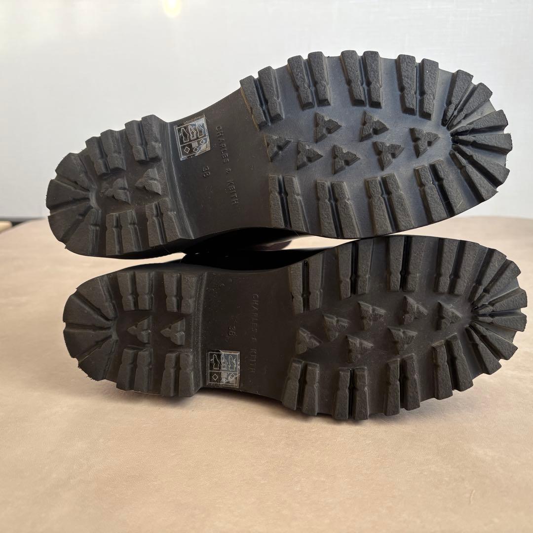 CHARLES&KEITHニットソックス リッジッドソールチェルシーブーツ 38