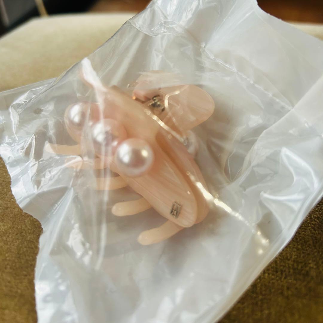 新品　Alexandre de paris パール付き　ヘアクリップ　ピンク