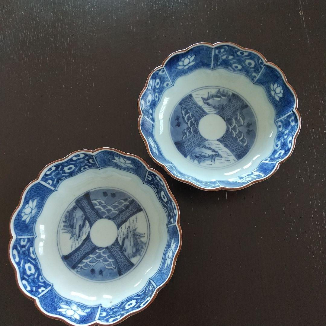 古伊万里 染付け なます皿 ２枚 幕末 骨董