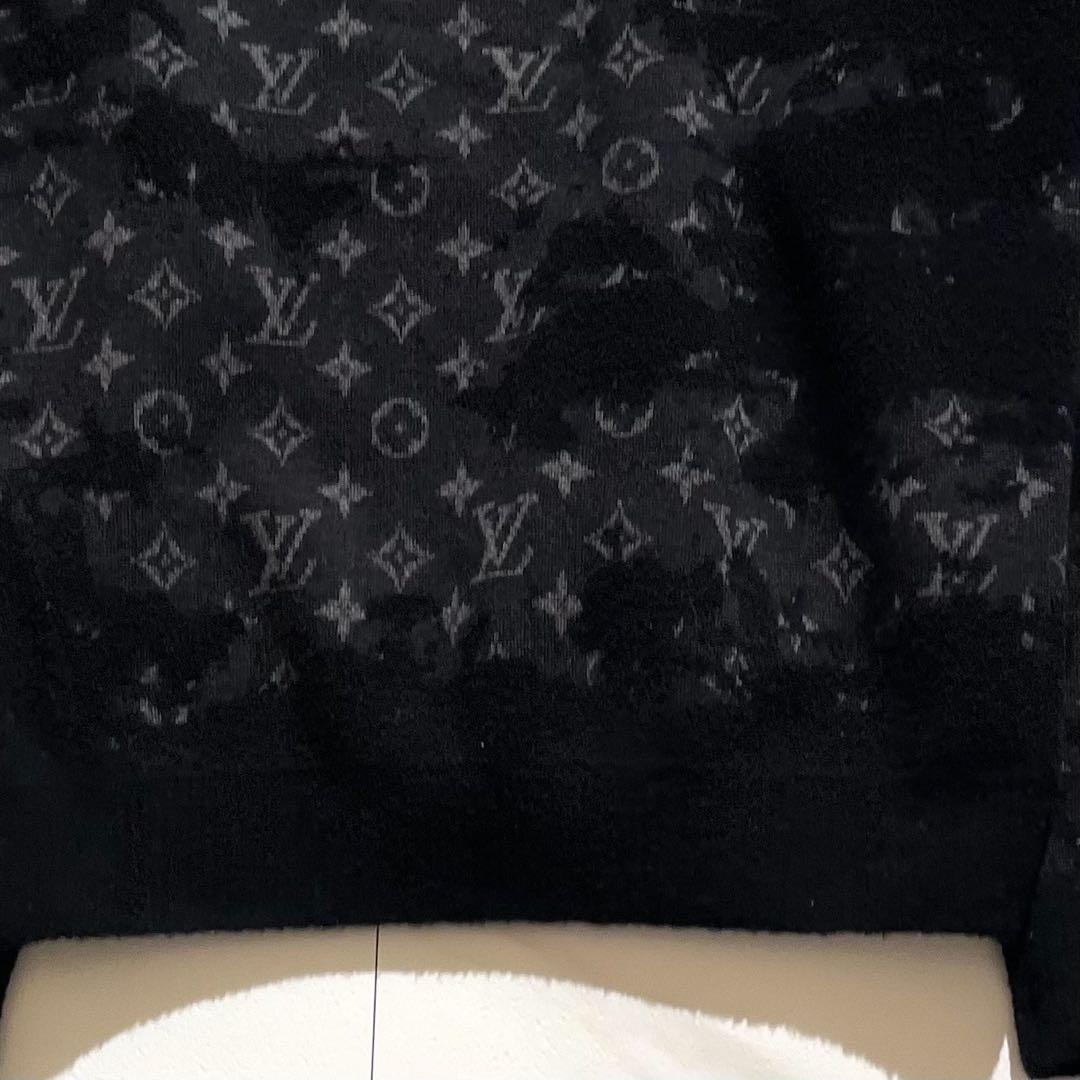 未使用美品 正規品 ルイ・ヴィトン ディストレストモノグラム 黒ニット XL