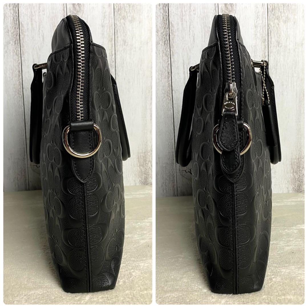 【美品☆人気モデル】コーチ ビジネスバッグ 2way シグネチャー 総柄 黒