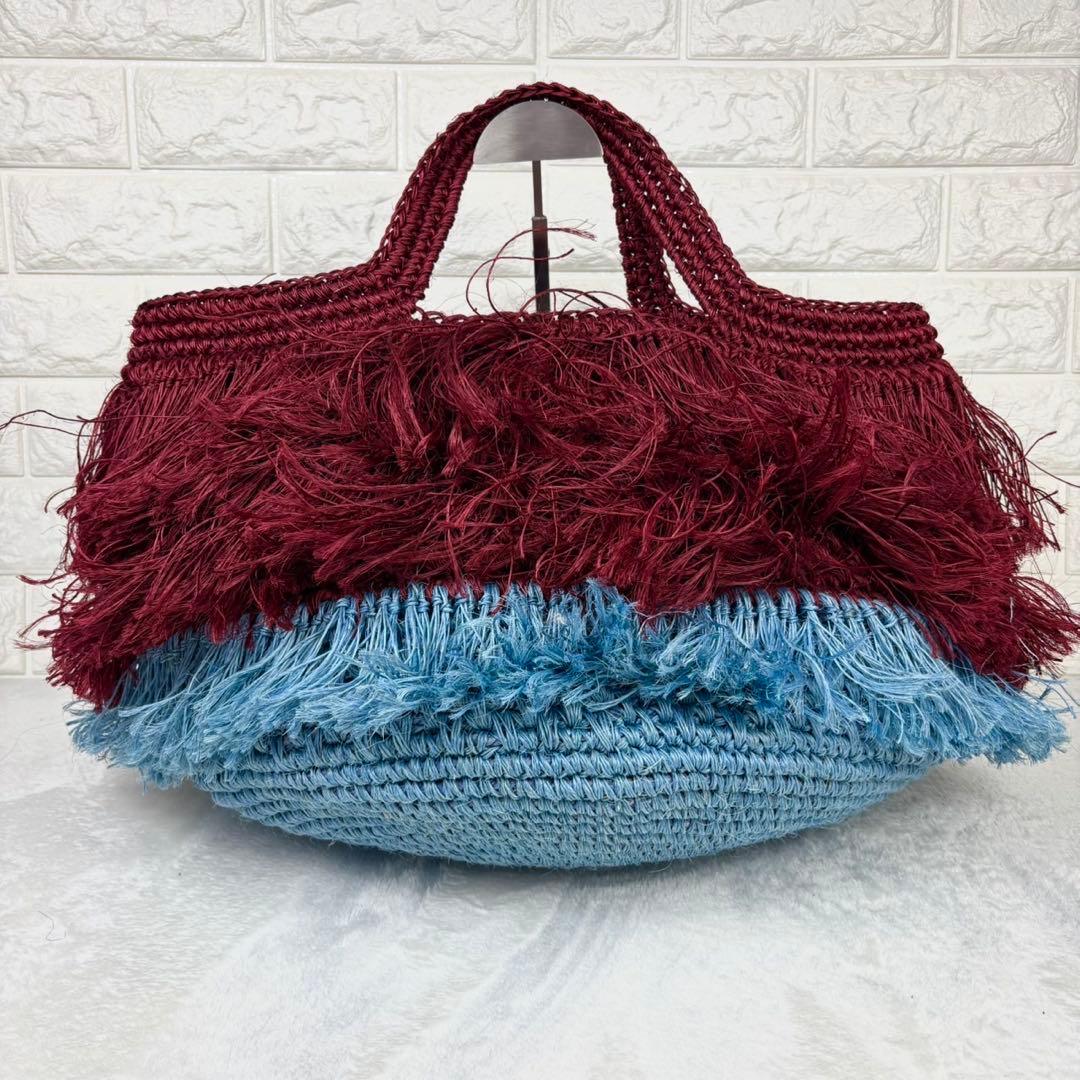 【美品】MARNI トートバッグ カゴバッグ フリンジ バイカラー 22SS