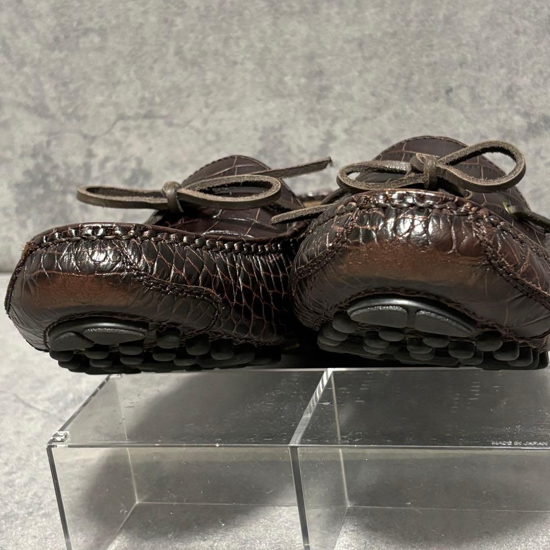極美品　コールハーン　ドライビングシューズ クロコ型押し　ブラウン　1997