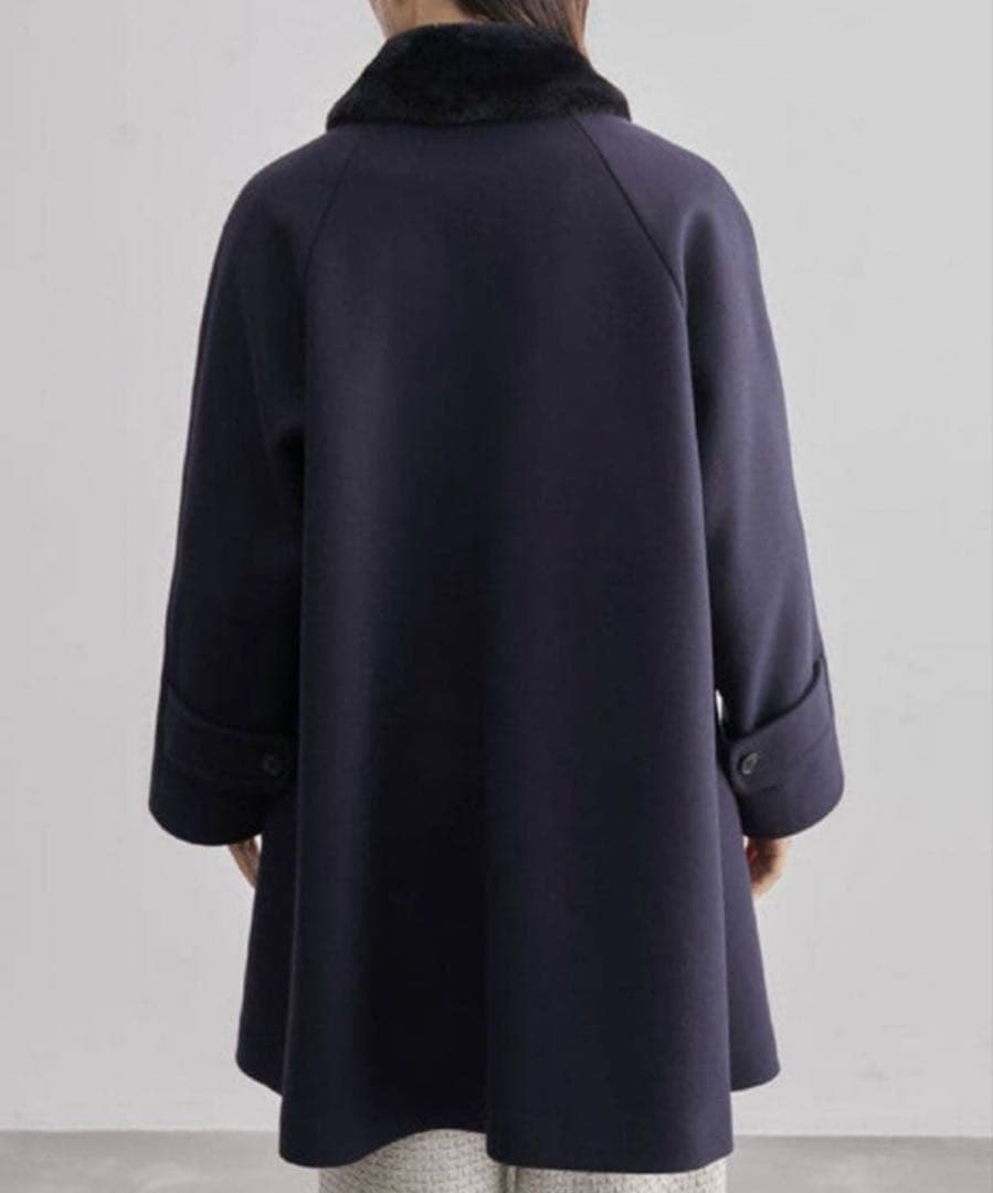 最終価格◇ROPE 2wayエコファー付け襟 メルトン Aライン ミドルコート