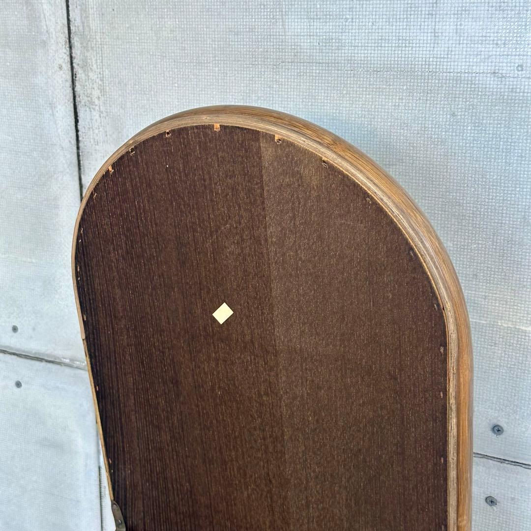 ♦︎昭和レトロ♦︎黒光スタンドミラー 物置格納型大鏡 姿見 等身鏡オールドラタン